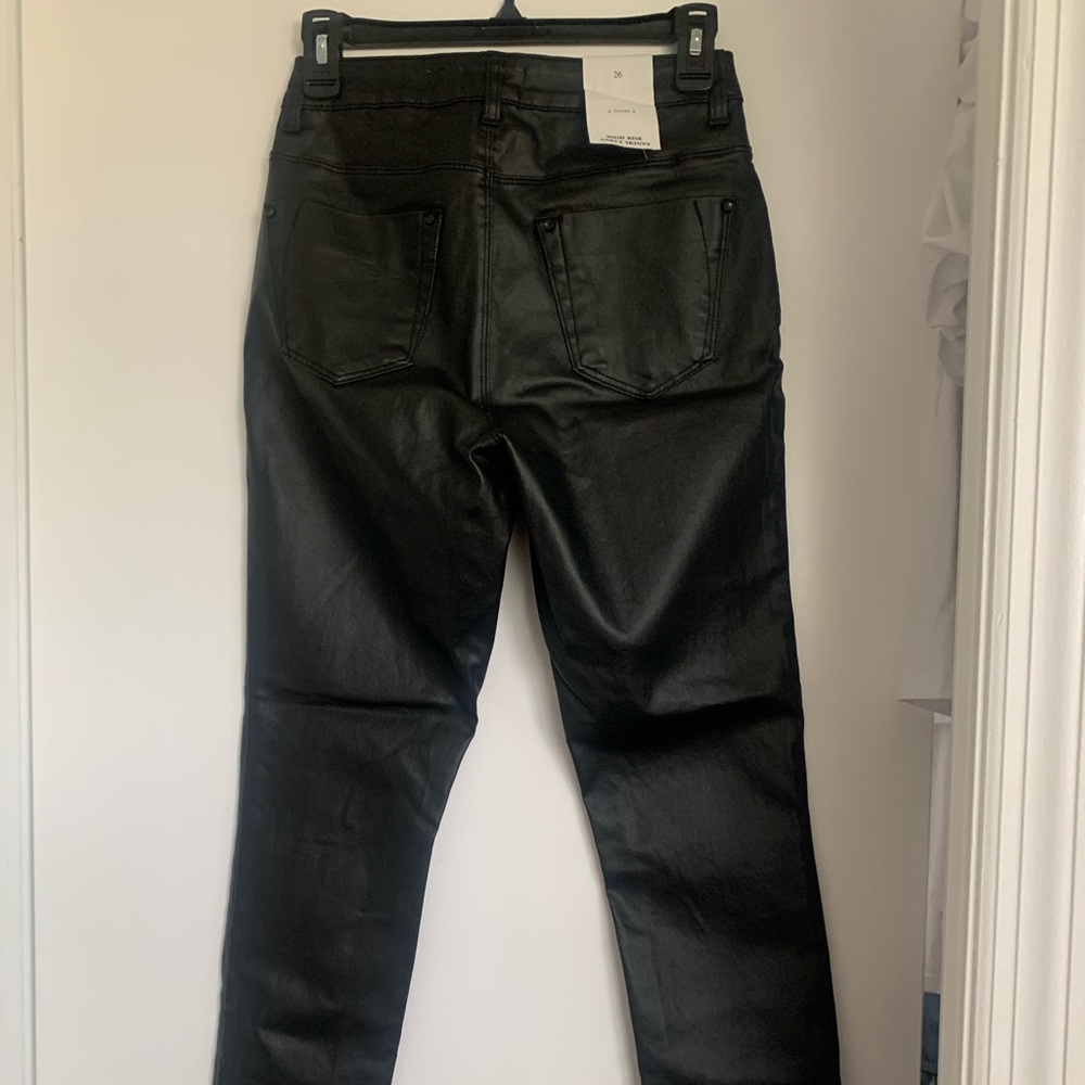 Faux leather high rise ankle skinny pants, new